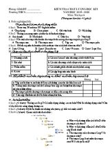 Đề kiểm tra chất lượng học kỳ I môn Tin học Lớp 6 - Năm học 2019-2020 (Có đáp án)